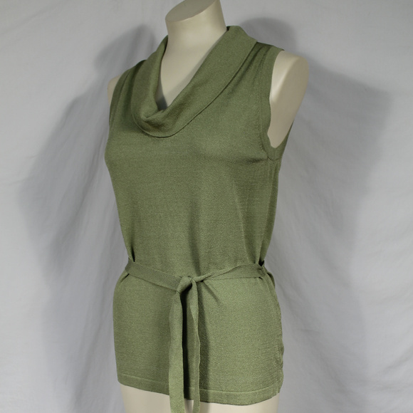 Anthropologie Tops - Anthropologie Green Sleeveless Sweater Tie Belt M